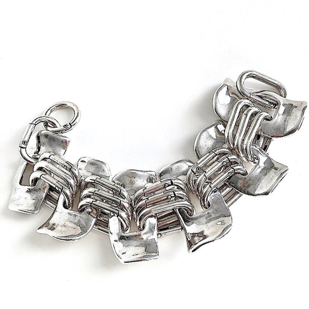 Stainless Steel Statement Bracelet Handmade Unique - Picture 2 of 7